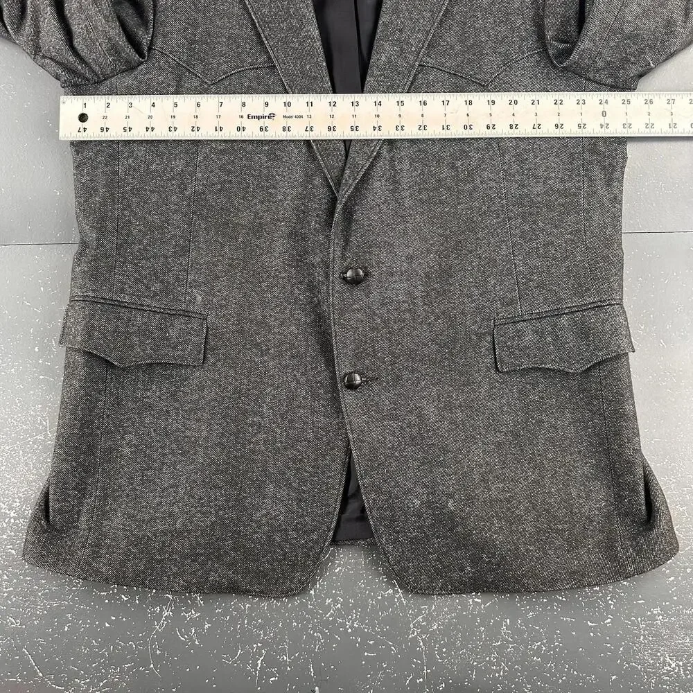 VTG Pagano West Western Blazer Mens 48L Black Wool Chambray Denim USA NWT - Picture 5 of 9